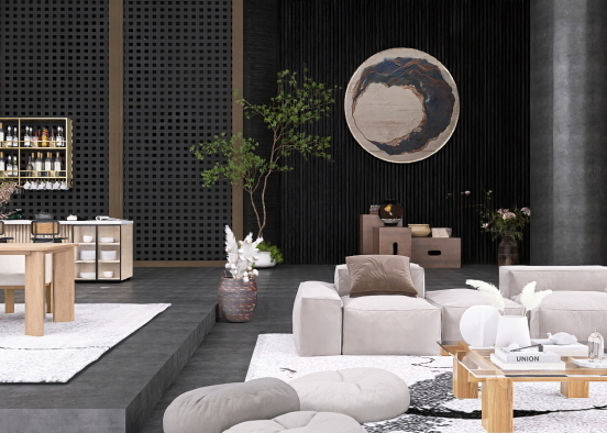Modern Japanese Living Room... Design Rendering