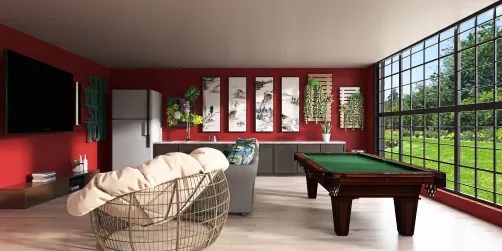 Basement with a nature style