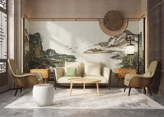 Japanese living room  Design Rendering