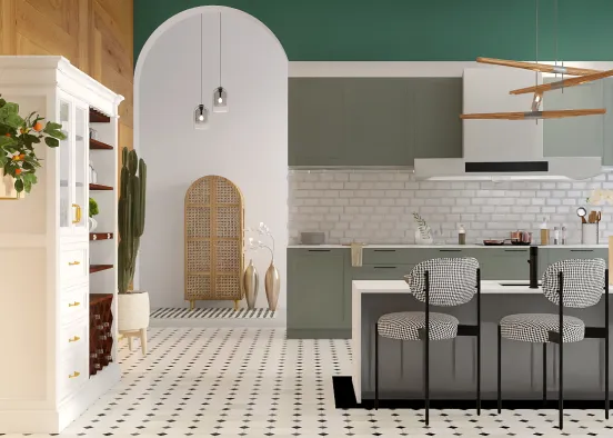 Green room kitchen  Design Rendering