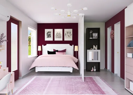 # girlish bedroom Renderização de Design