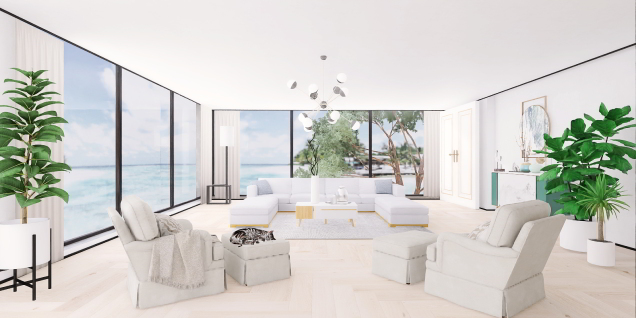 Serenity white living room 