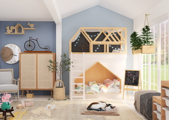 A wooden kids room Design Rendering