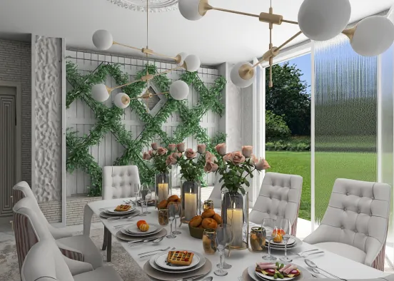 # Cozy indoor-outdoor dining Renderização de Design