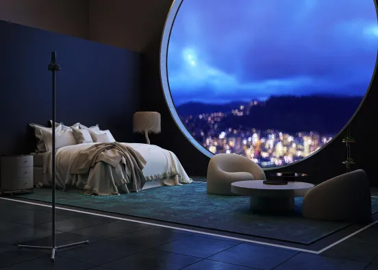 cozy bedroom with crazy lovely blue light .💎 Design Rendering