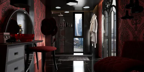Black and Red Bathroom