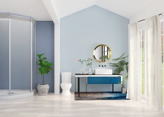 Blue bathroom  Design Rendering