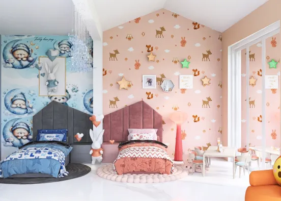 # Detalles de diseño en la habitación infantil Design Rendering