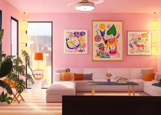 cute living room  Design Rendering