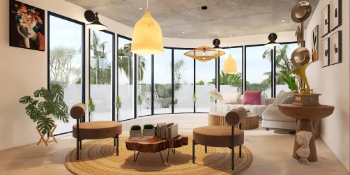 Cozy green native wood design leaving room 