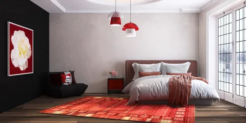 Teens red and black bedroom