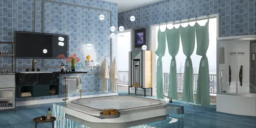 Bathroom with balcony.
