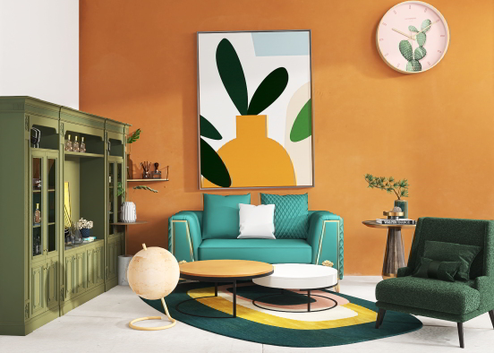Cactus themed room Design Rendering