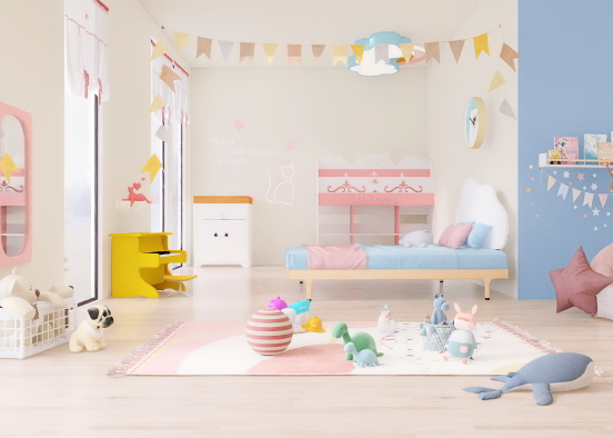 Pastel children’s bedroom  Design Rendering