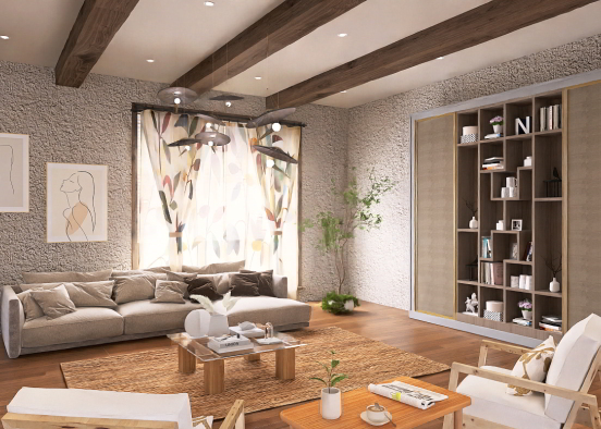 Japandi Living Room 1 Design Rendering