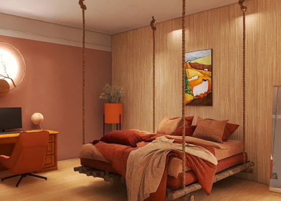 Fall themed bedroom  Design Rendering