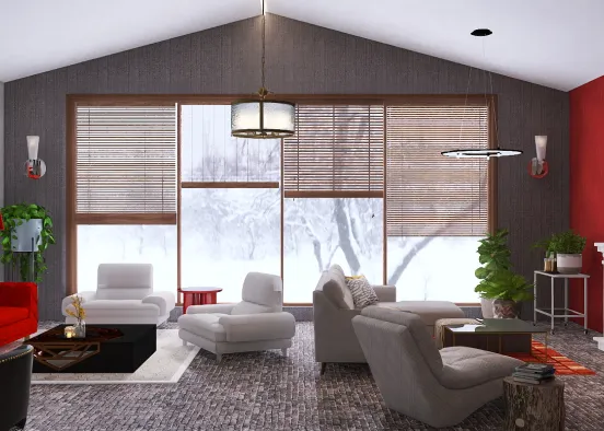 Warm Living Room  Design Rendering