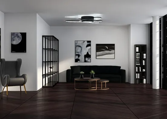 Minimalistisches Wohnzimmer  Design Rendering