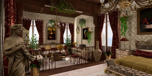 luxurious living room interior with elegant furnishings and rich decor, showcasing classical style and refined details, designed using Homestyler's real-time 3D rendering feature for quick visualization.