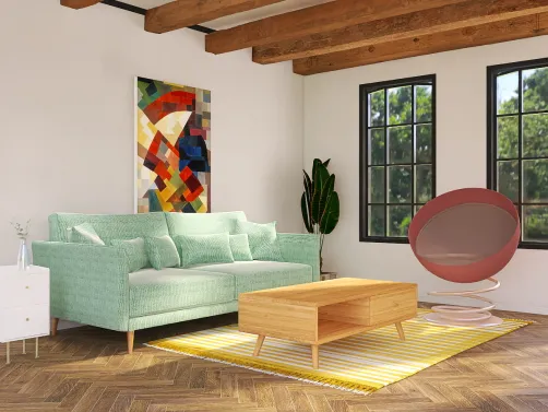 a living room with full of colourfull vibe 