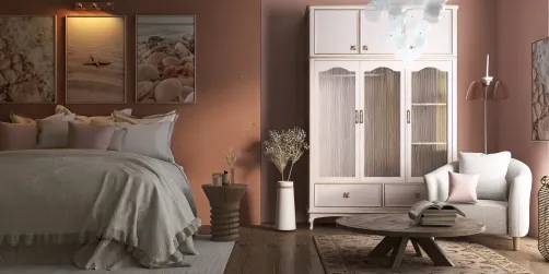 Cozy peach colored bedroom🧡💗🍑