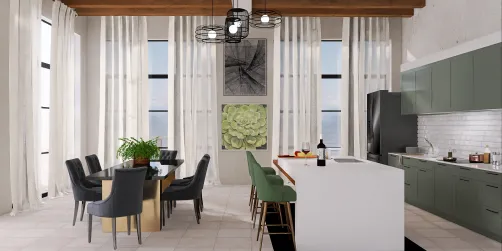 Modern green and black kitchen