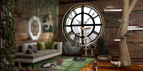 Cat shelter inside the clock.