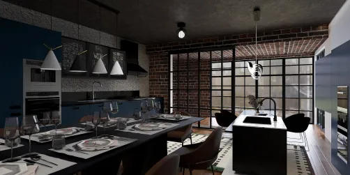 Moody kitchen dining room