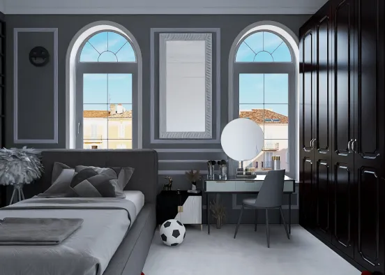 Grey bedroom Design Rendering