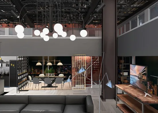 # Industrial Downtown Loft Renderização de Design
