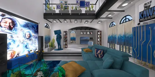 Morden living room in grey-green-blue.🩶💚💙