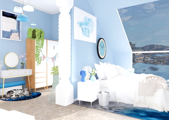 Sky blue bedroom  Design Rendering