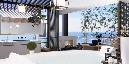 Baignoire avec vue sur la mer