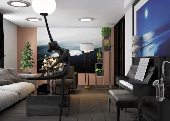 classic muzikale livingroom style  Design Rendering
