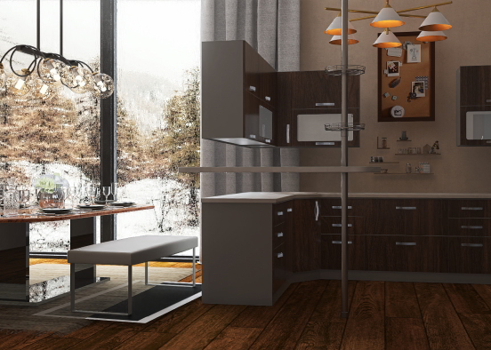 kitchen and dining area Design Rendering