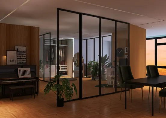 Ein sehr gut eingeteiltes Zimmer /Wohnung  Design Rendering
