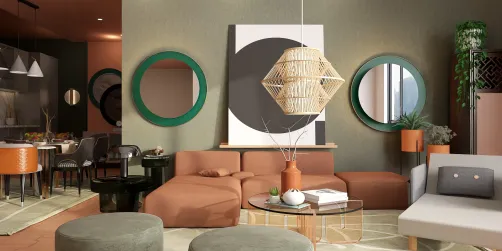 Gray, green, peachy 