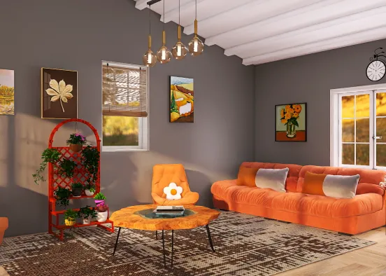 Cozy cottage autumn room Design Rendering