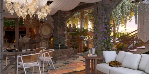 Veranda stile scandinava all aperto con la natura