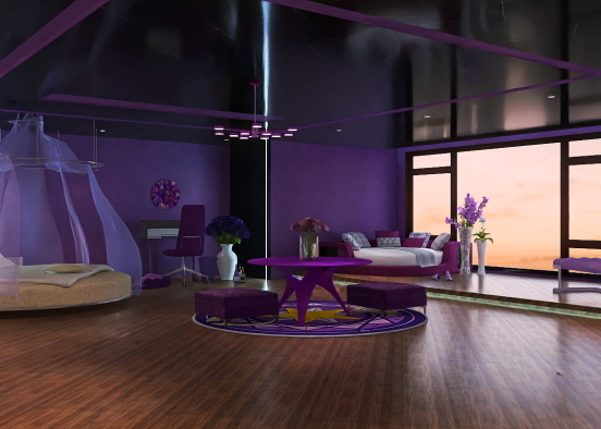 Purple bed room Design Rendering