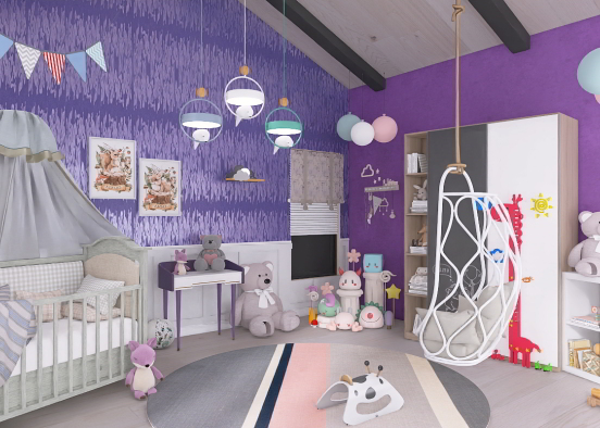 Baby's purple bedroom! Design Rendering