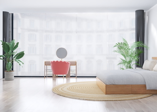 a minimalist bedroom Design Rendering