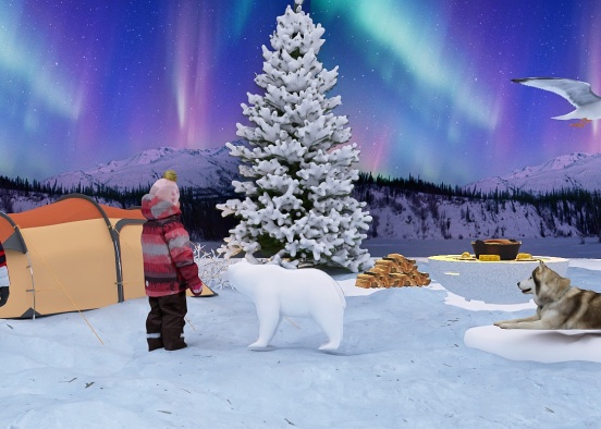 Northern lights (Aurora borealis) Yukon, Canada.  Design Rendering
