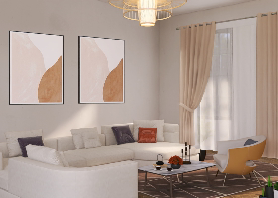 Minimal living room in brown shades  Design Rendering