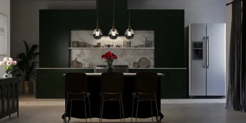 Emerald elegant kitchen  with eat in island 