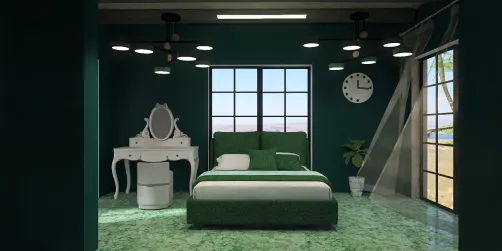 Bedroom green white color interior design by me