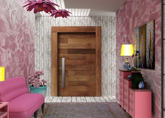 Purple room turned pink Design Rendering