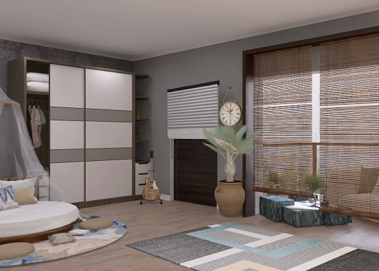 Bedroom with Balcony Design Rendering
