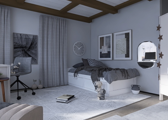 Modern Teen Bedroom Design Rendering