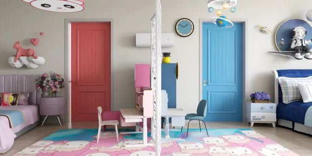 blue room for boy and pink room for girl